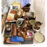 Bygones, collectables, etc., to include a pair of Ross London binoculars, in leather case, turned tr