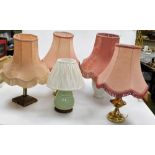 A group of table lamps, to include brass examples.