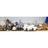 General household effects, part teawares, an Oriental style part coffee service, cut glass decanter,