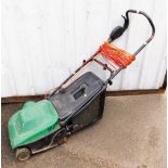 An electric lawn mower.