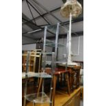 A group of furniture, to include an oak nest of three tables, occasional table, standard lamp, etc.