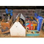 Various tool boxes, containing a Stanley block plane, other planes, a Sip braising kit, boxed, a Pow