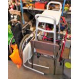 A group of mobility aids, to include a Days folding wheelchair, a mobility walker, etc.