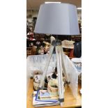 General household effects, to include a limed oak standard lamp, on tripod base, 97cm high, a Sylvac