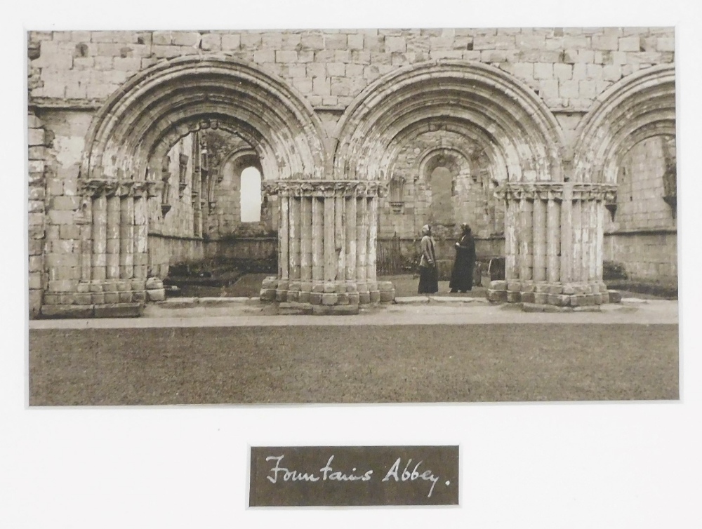 A group of pictures, to include an early 20thC phototropic print of Fountains Abbey, 13cm x 22cm, af - Image 5 of 5