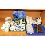 Decorative china and effects, to include coronation mugs, a Sylvac pottery rabbit, a malachite bowl,