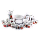 A J & G Meakin Poppy pattern part dinner service, comprising coffee pot, tea pot, small tea pot, sal