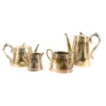 A Bennett Brothers of Liverpool Sheffield plate four piece tea and coffee service, with engraved fol