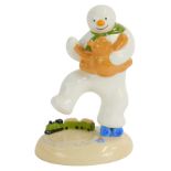 A Coalport Characters The Snowman figure, Snowman dancing with Teddy, 14cm high, boxed.