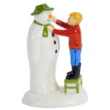 A Coalport Characters The Snowman figure, Adding a Smile, 14cm high, boxed.