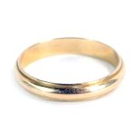 A wedding band, of beaded design, yellow metal stamped 14k, 3.2g all in.