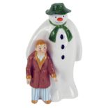 A Coalport Characters Snowman figure, Snowman and boy, 18cm high, boxed.