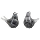 Two Marcolin crystal bird paperweights, each with a silvered body, 9cm high. (2)