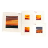 Five various mounted triptych prints, each of a sunset design, the largest 29cm x 38cm, mounted. (5)