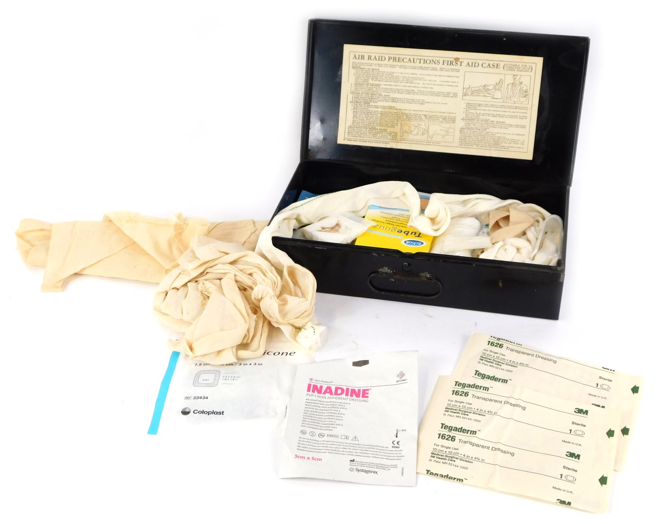 An ARP Home First Aid case, and contents, in a black case.