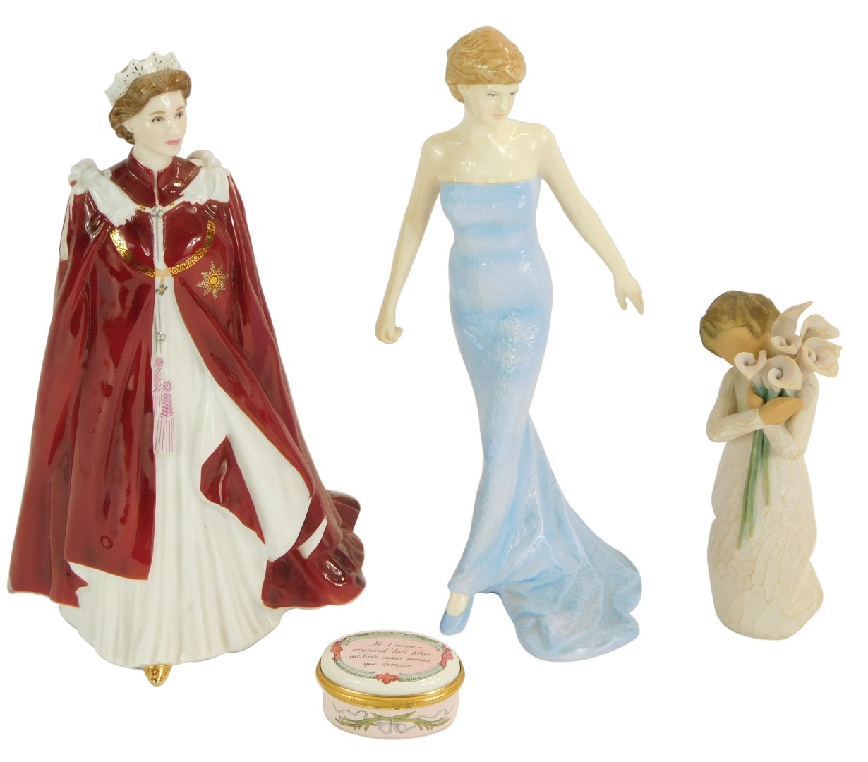 A group of porcelain, comprising a Royal Worcester In Celebration of The Queen's 80th Birthday 2006