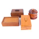 An oak storage box, in the Art Deco style, 6cm high, 15cm wide, 9cm deep, a plywood storage box, wit