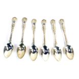 A set of six George IV silver King's pattern teaspoons, possibly William Johnson, London 1824, 8oz.