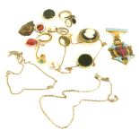 Silver and costume jewellery, including earrings, brooch, cuff links, and a pendant. (a quantity)