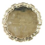 A Walker & Hall silver plated salver, Presented to S F Martin in recognition of his services as Hono