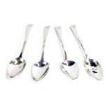 Four Victorian silver fiddle pattern teaspoons, each bearing the initial H, 2oz.