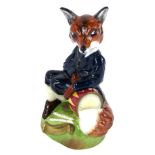 A Royale Stratford Staffordshire porcelain figure of a fox, a male fox in blue overcoat, with drum,