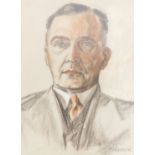 M H Gwynne. Gentleman in suit, pastel, signed, 38cm x 28cm framed and glazed.