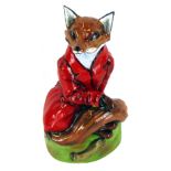 A Royale Stratford Staffordshire fox figure, of a female seated fox in red, limited edition 624/2500