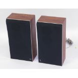 A pair of Bang & Olufsen beovox speakers, serial number 2491002, 48cm high, 26cm wide, 17cm deep. (2