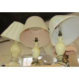 Three cream finish table lamps, (AF). (3) WARNING! This lot contains untested or unsafe electrical i