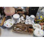 Household wares, to include wooden tankard, table lamp, trinket boxes, part dinner wares, etc. (1 tr