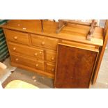 A pine sideboard, with arrangement of seven drawers.