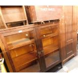 A mahogany glazed two door display cabinet, and a hall robe. (2)