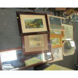 Pictures and prints, later coloured map, etchings, etc. (a quantity)