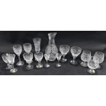 Various Royal Brierley crystal, to include carafe etched with flowers, 28cm high, brandy balloons, w