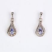 + VAT Pair Ladies Silver Amethyst and Diamond Earrings