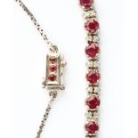 No VAT Ladies 18ct White Gold Ruby And Diamond Necklace With Three Ruby Clasp