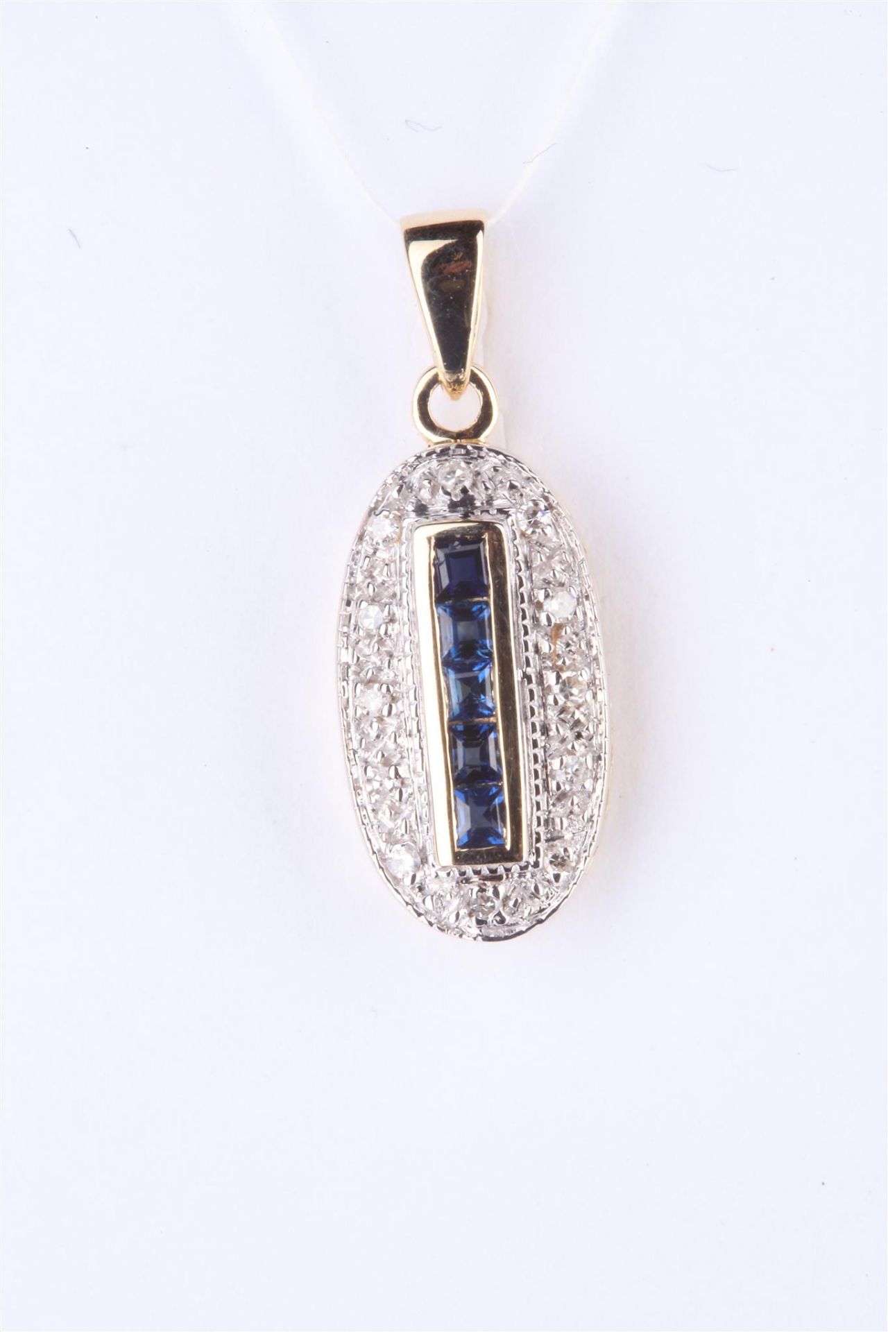 + VAT Ladies Gold Obsidian and Diamond Oval Pendant