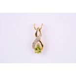 + VAT Brand New Yellow & White Gold Tourmaline & Diamond Figure 8 Pendant