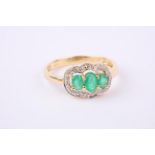 + VAT Brand New Yellow Gold Emerald & Diamond Dress Ring