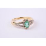 + VAT Brand New Yellow Gold Emerald & Diamond Dress Ring