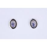 + VAT Pair Ladies Amethyst Circular Earrings With Hanging Central Amethyst