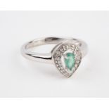 + VAT Brand New Emerald & Diamond Tear Drop Design Ring