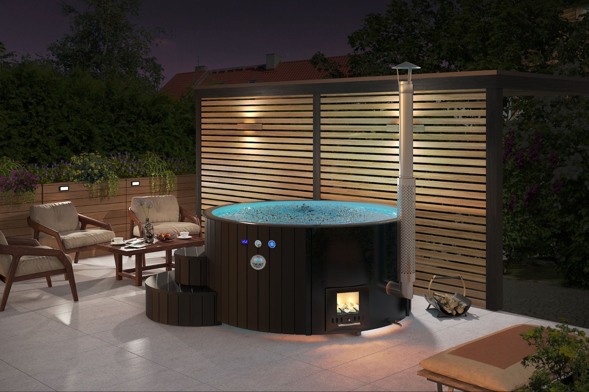 + VAT Brand New Deluxe 200 Hot Tub -Black Edition - 4/6 Person - 19mm Thickness - 200cm Diameter