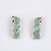 + VAT Pair Emerald & Diamond Bar Earrings