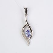 + VAT Ladies Silver Sapphire and Diamond Pendant