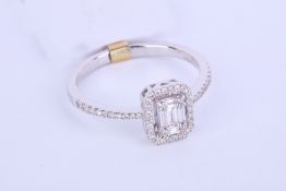 + VAT Ladies 18ct White Gold Diamond Ring Set With 0.29ct Of Diamonds - Central Baguette Diamonds