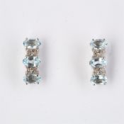 + VAT Brand New Pair Blue Topaz & Diamond Earrings