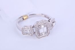 + VAT Ladies 18ct White Gold Diamond Ring Set With 0.41ct Of Diamonds - 3 Sections In Elaborate