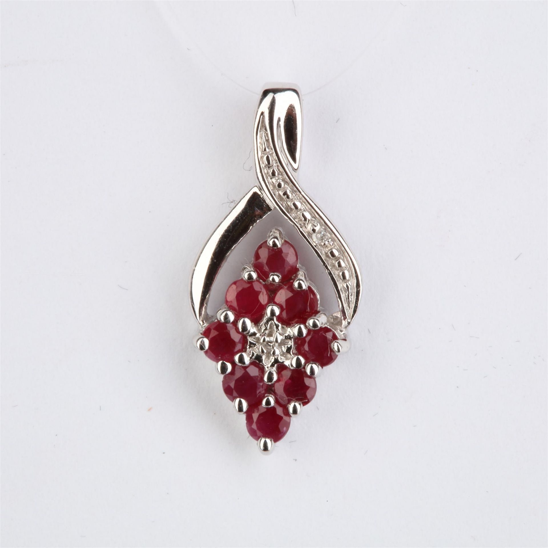 + VAT Ladies Silver Ruby and Diamond Pendant